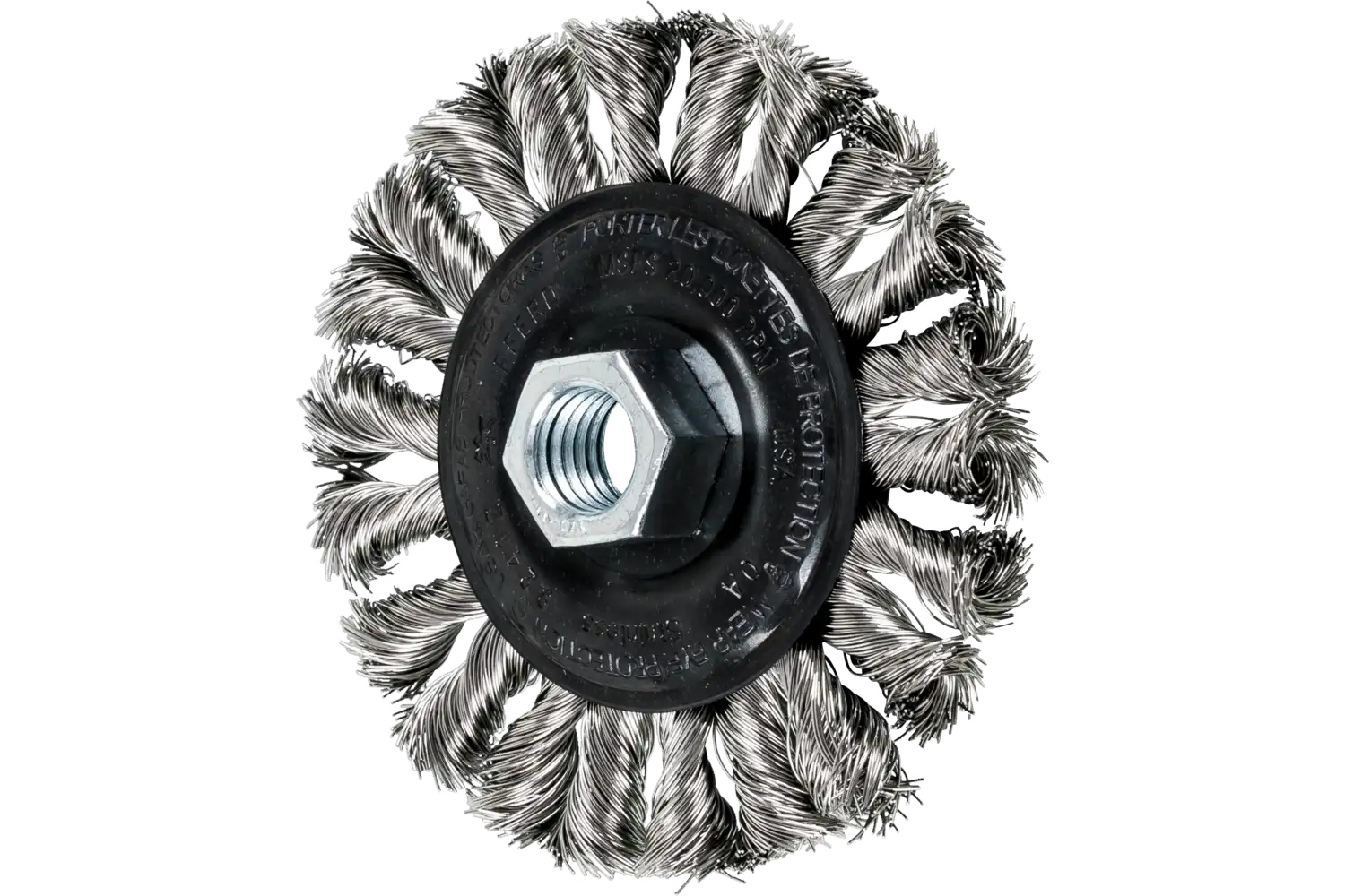 Picture of Pferd Combitwist® Knot Wheel Brush 4" Dia. .014 Stainless Steel 5/8-11" Thread